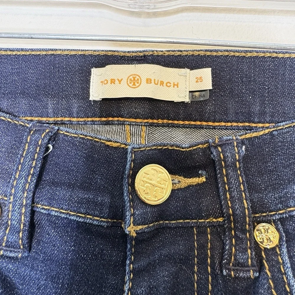 Tory Burch Women's Size 25 Super Skinny Low Rise‎ Dark Wash Jeans Designer